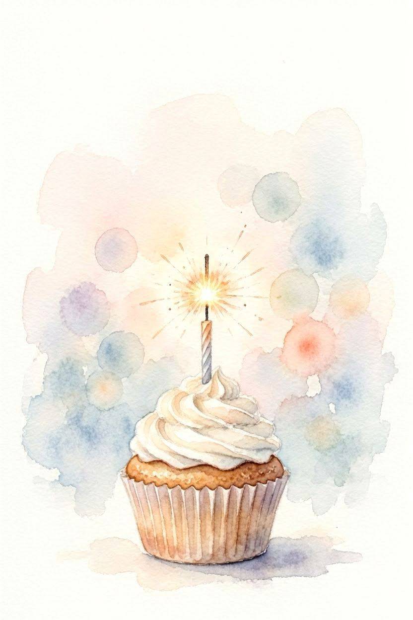 Cupcake With Sparkler — Birthday card design