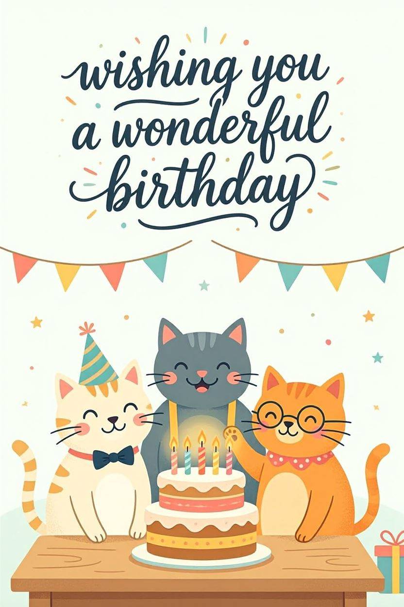 Birthday Cats Cake 2 — Birthday card design
