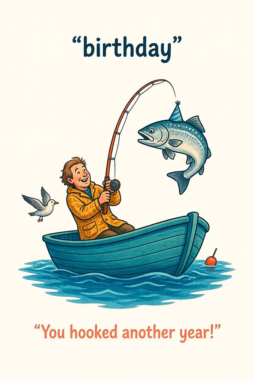 Birthday Fishing 1 — Birthday card design