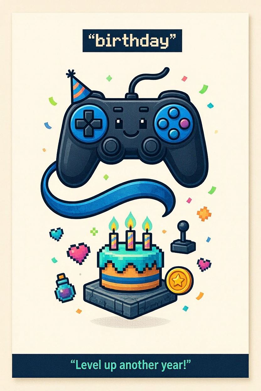 Birthday Gaming Funny 3 — Birthday card design