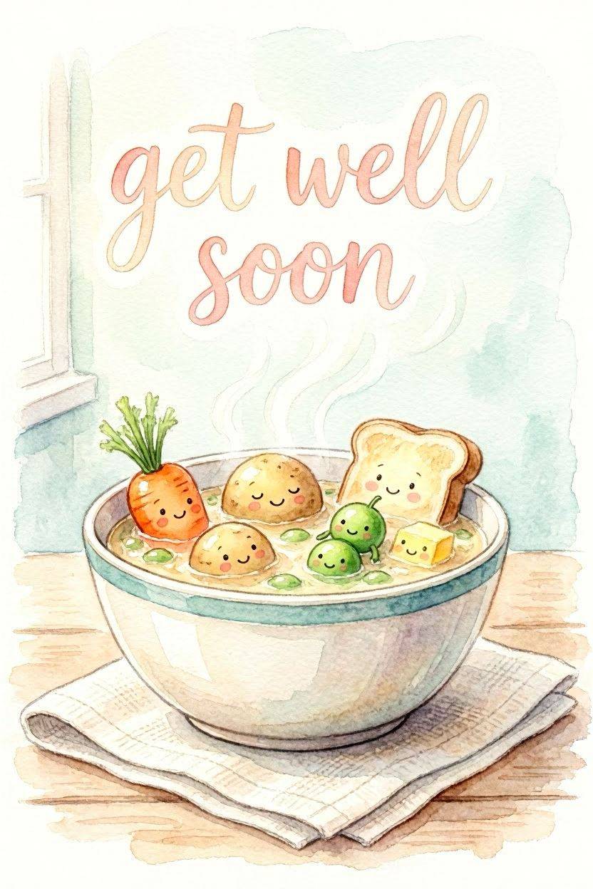 Get Well Soon Soup — Get Well Soon card design