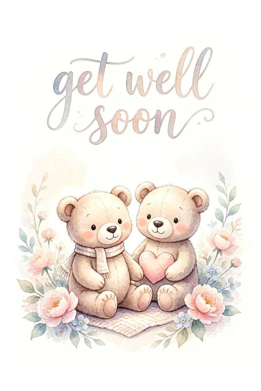Get Well Soon Bears — Get Well Soon card design