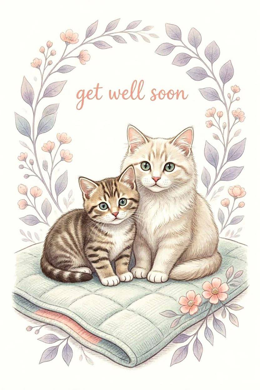 Get Well Soon Cats — Get Well Soon card design
