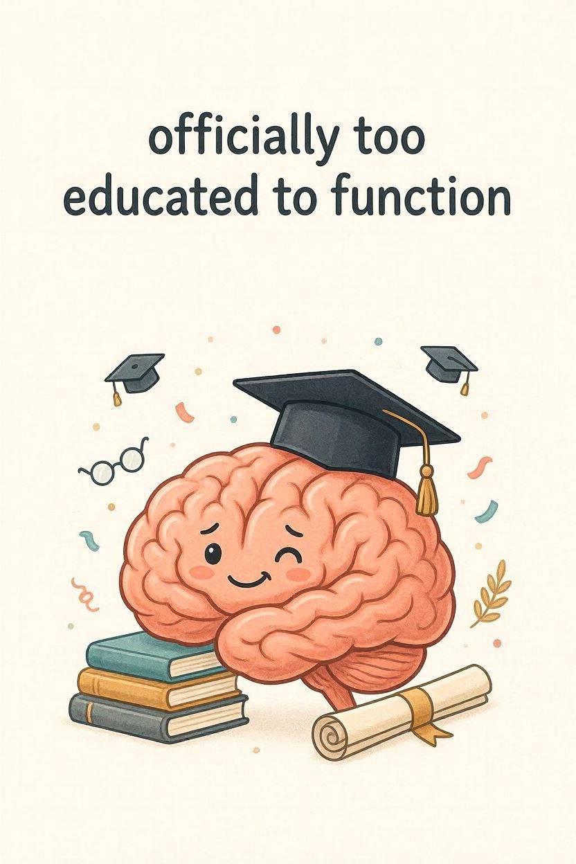 Too Educated To Function — Graduation card design