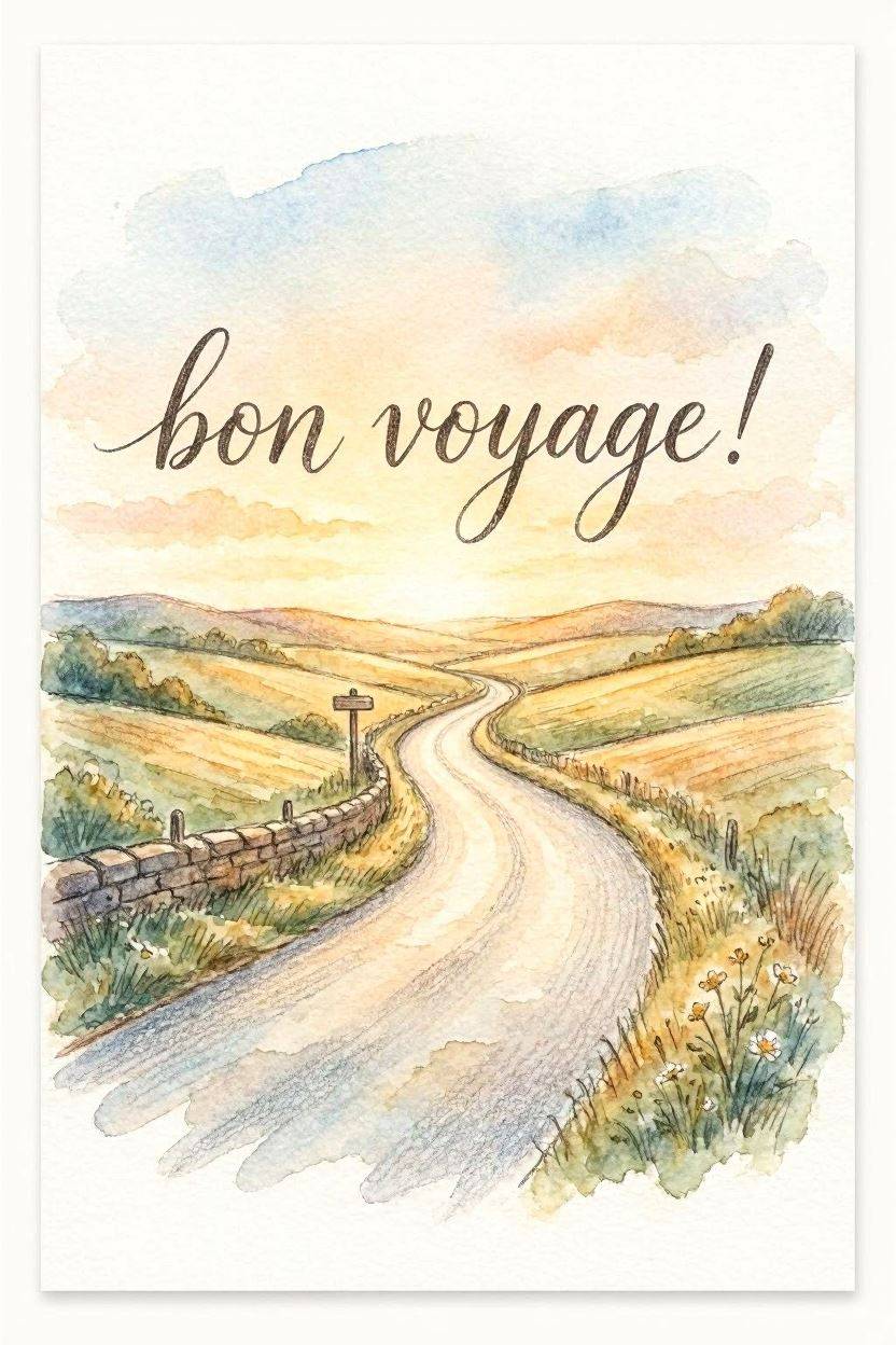 Bon Voyage — Leaving card design