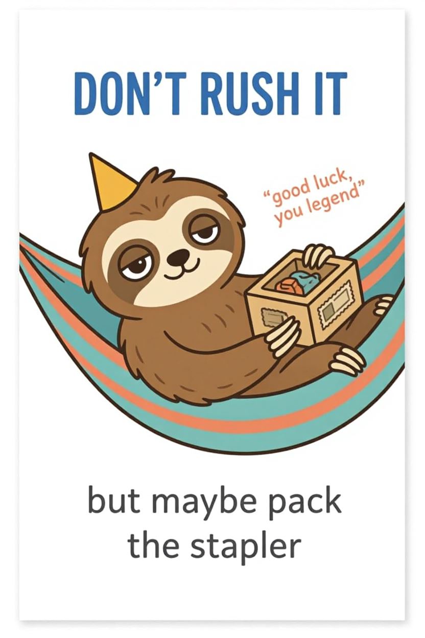 Good Luck 8 — Leaving card design